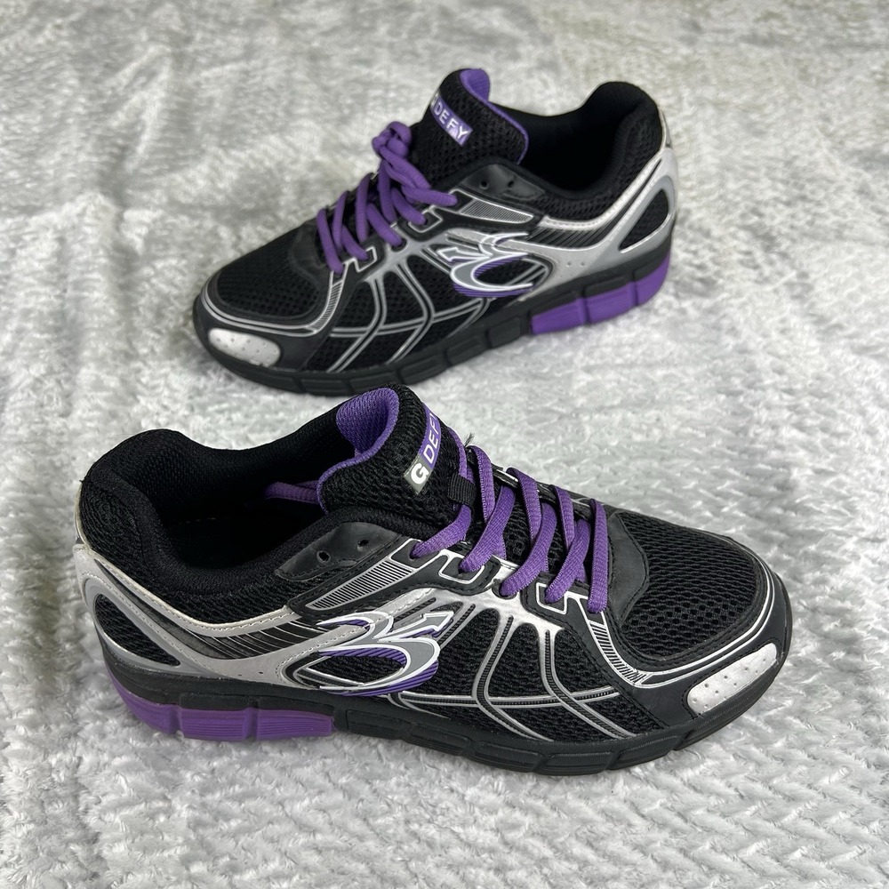 Gravity Defyer Womens 7.5 Walking Shoes Black Purple Comfort GDEFY TB9004FBP-M